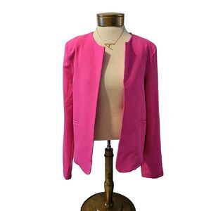 Mustard Seed Cropped Hot Pink Jacket, Size L, Long Sleeves Zipper Detail NWT